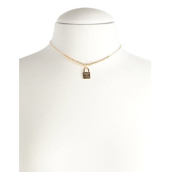 MILOR SILVER  Italy 18kt Gold Plated Sterling Silver Bead Lock Necklace - Picture 2 of 2
